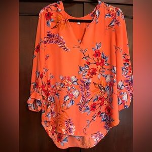 Coral Chinoiserie Blouse